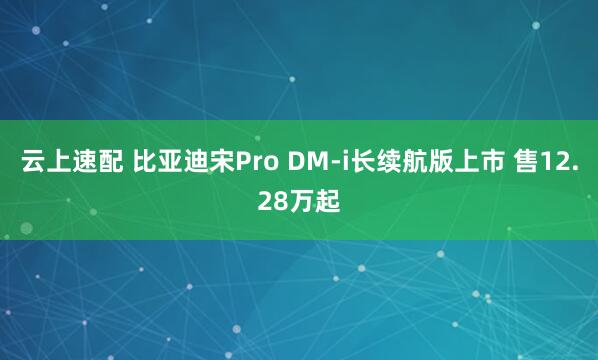 云上速配 比亚迪宋Pro DM-i长续航版上市 售12.28万起