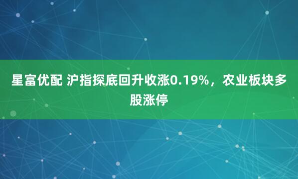 星富优配 沪指探底回升收涨0.19%，农业板块多股涨停